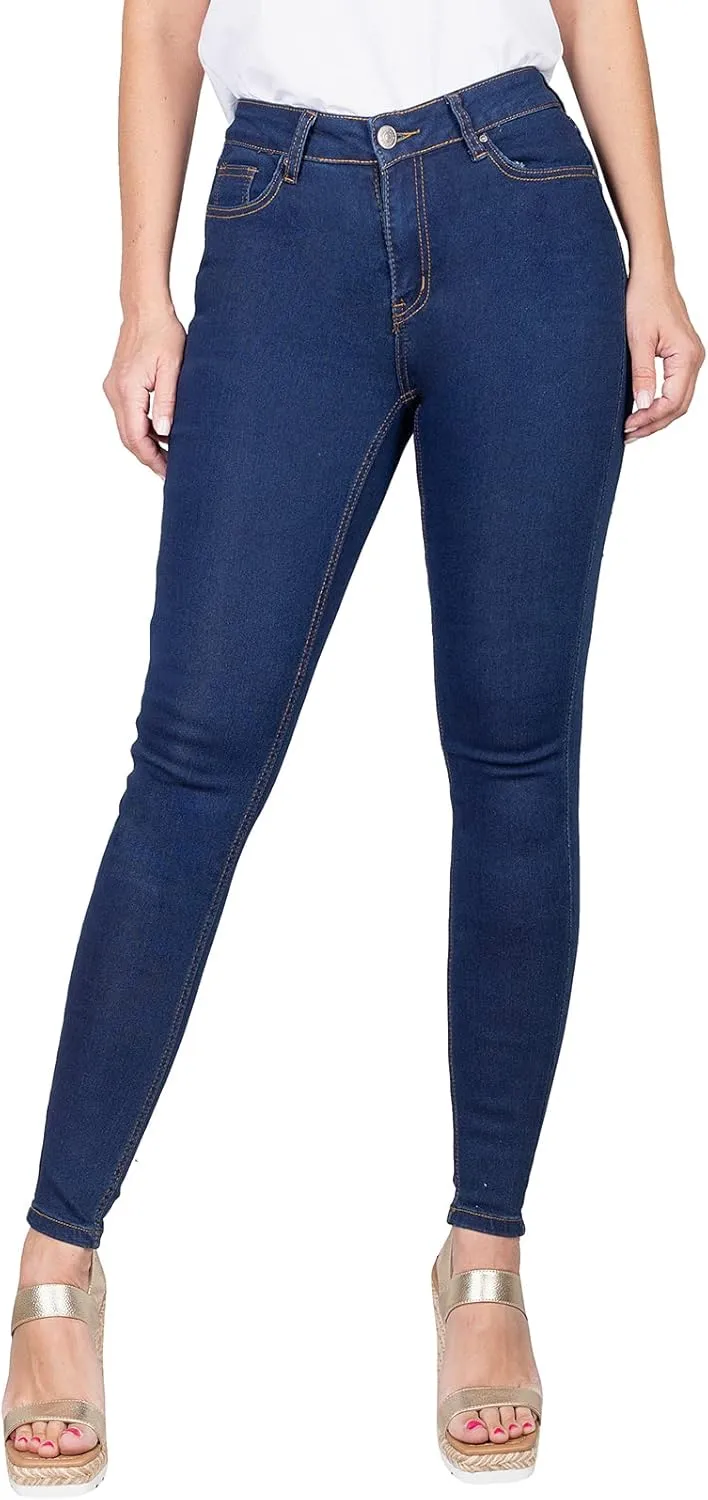 2LUV Women's Stretchy 5 Pocket Dark Denim Skinny Jeans
