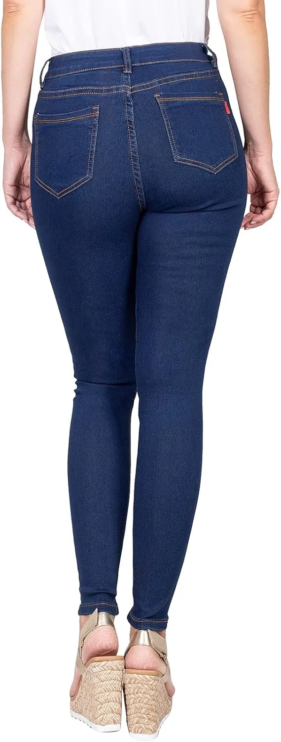 2LUV Women's Stretchy 5 Pocket Dark Denim Skinny Jeans