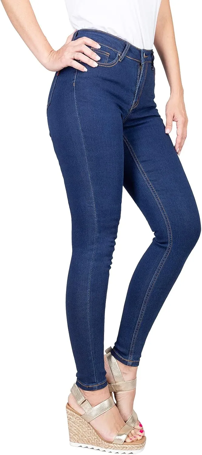 2LUV Women's Stretchy 5 Pocket Dark Denim Skinny Jeans