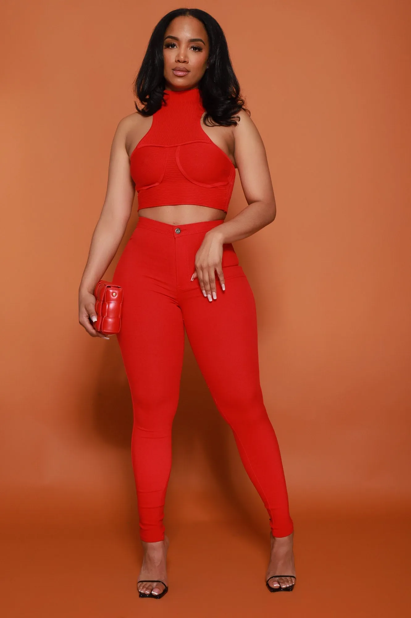 $5 Super Swank High Waist Stretchy Jeans - Red
