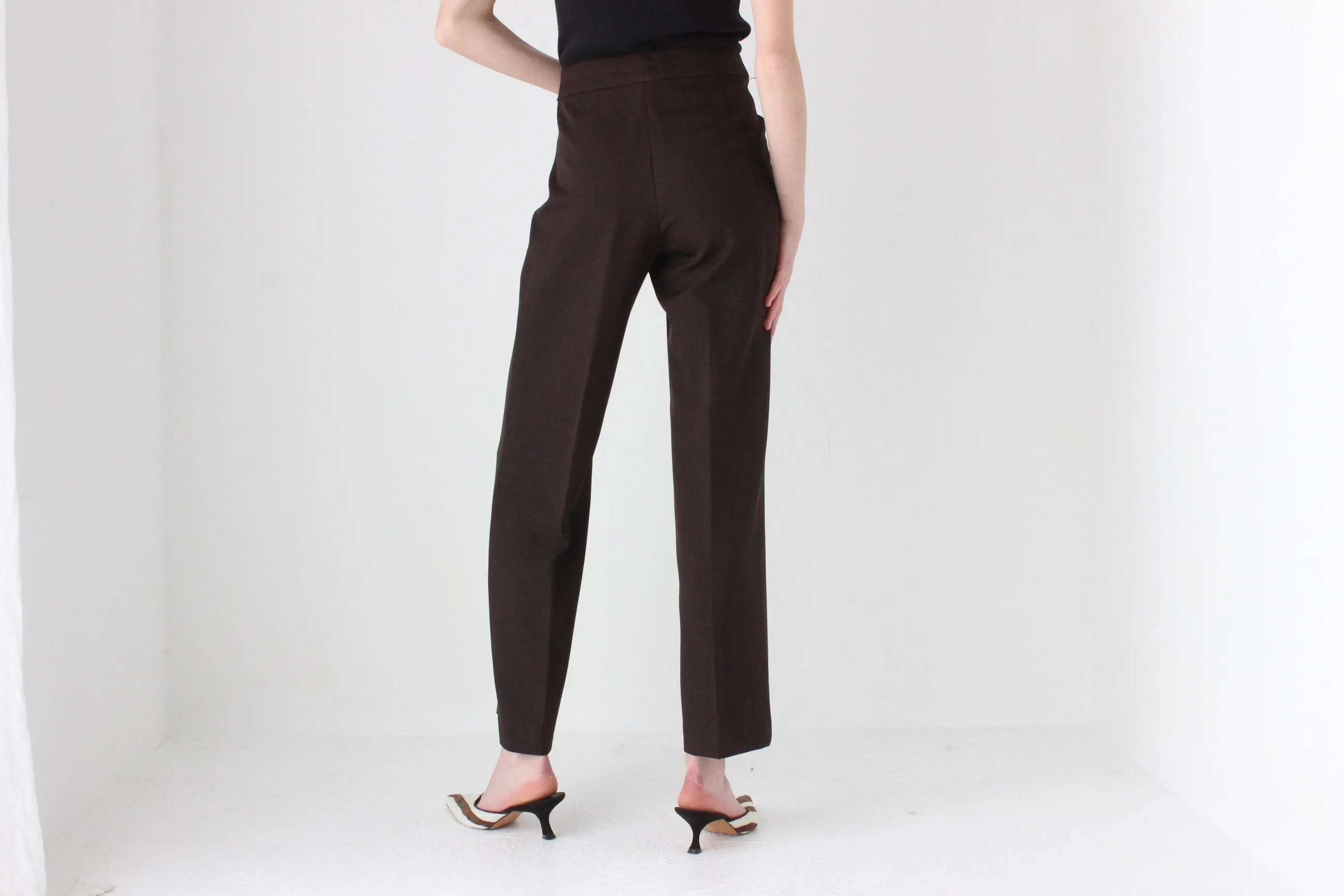 90s Minimal Chocolate Relaxed, Wide Leg Trousers