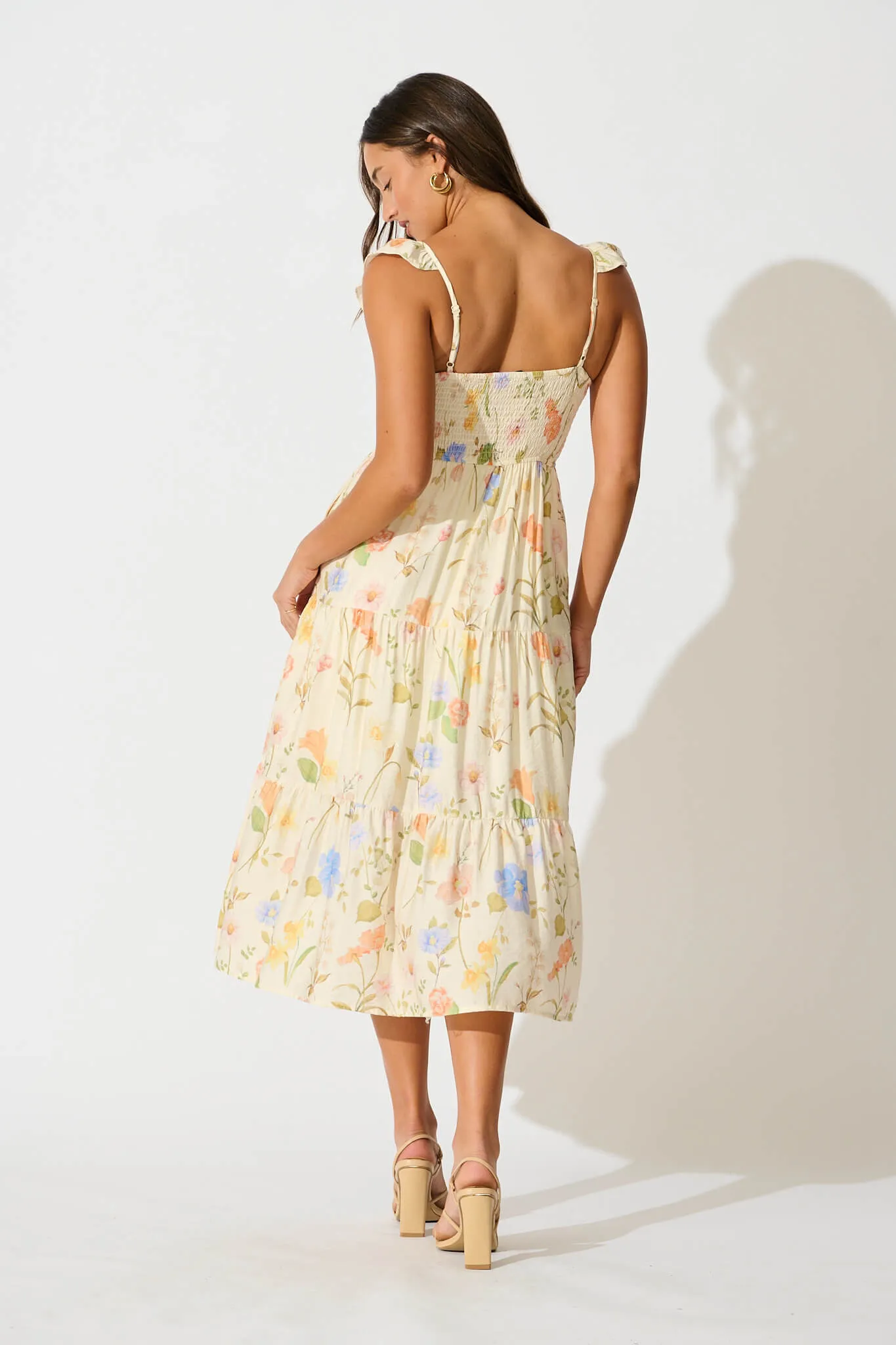 Alessia Midi Sundress in Cream Multi Floral