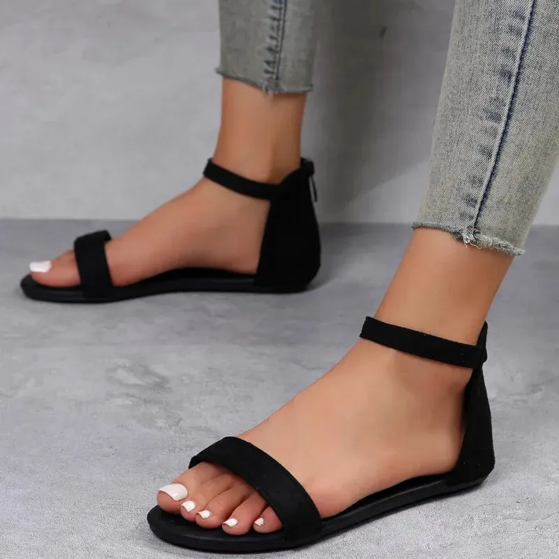 Ava – Stylish Women's Summer Sandals with Back Zipper