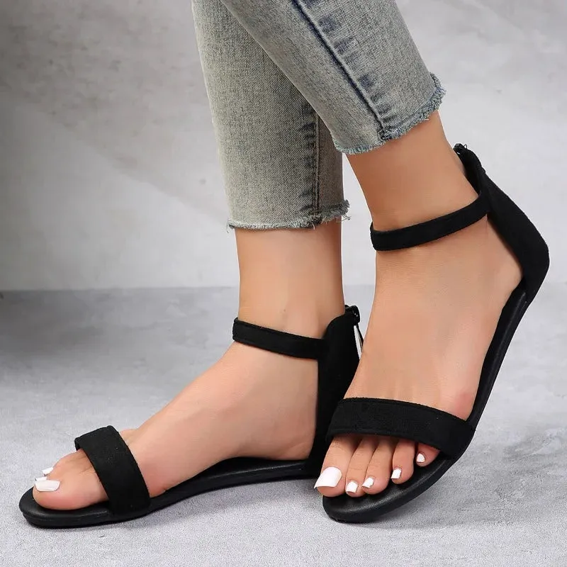 Ava – Stylish Women's Summer Sandals with Back Zipper
