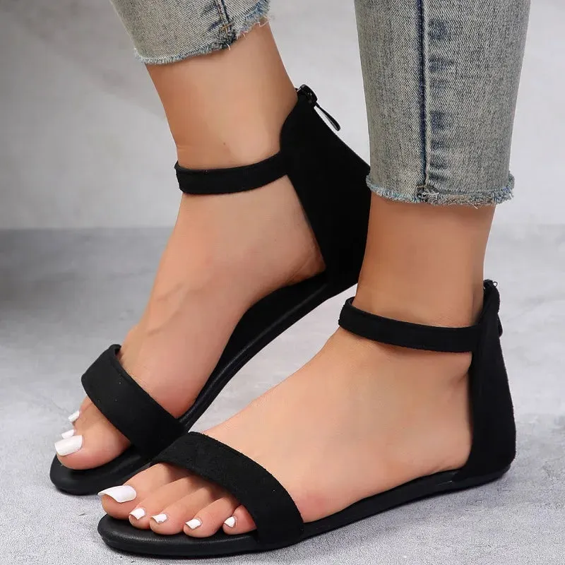 Ava – Stylish Women's Summer Sandals with Back Zipper