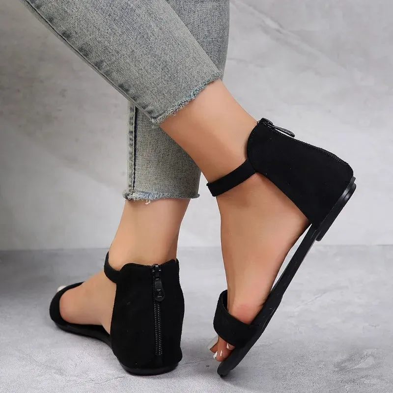 Ava – Stylish Women's Summer Sandals with Back Zipper