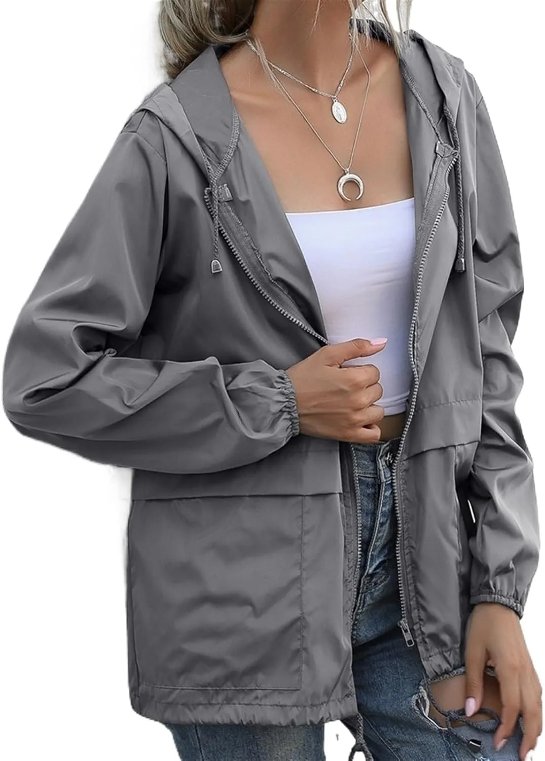 AYGJKIE Rain Jacket Women Waterproof Outdoor Jacket Breathable Autumn Transition Jacket Light Jacket with Hood