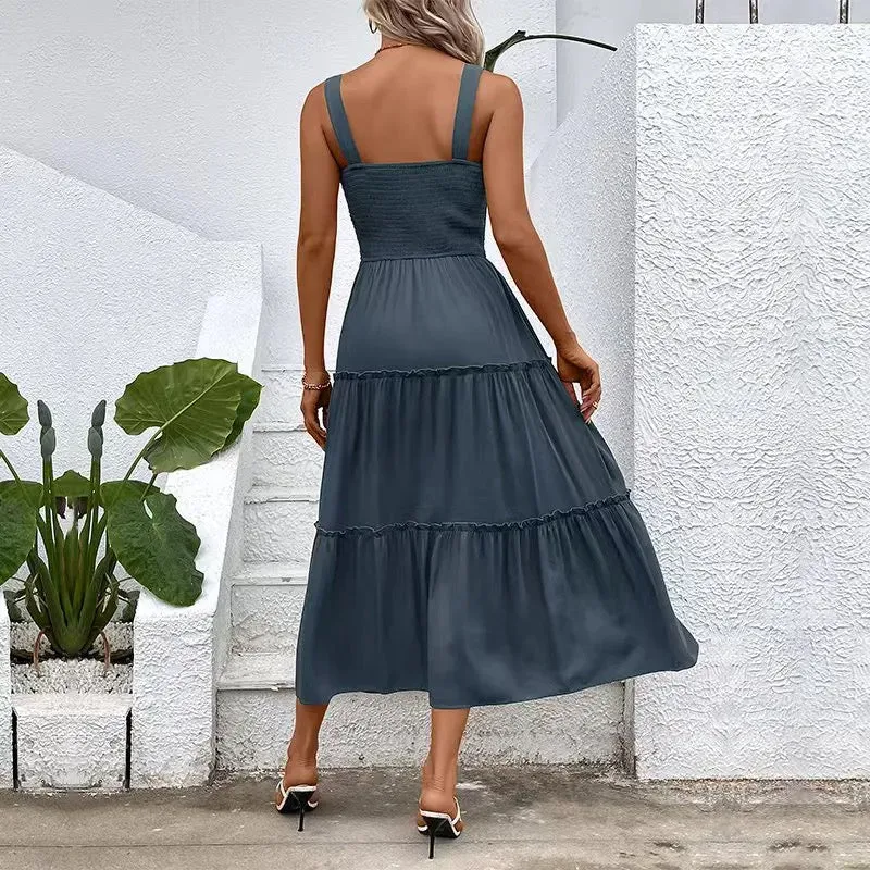 Blue Grey Midi Sundress