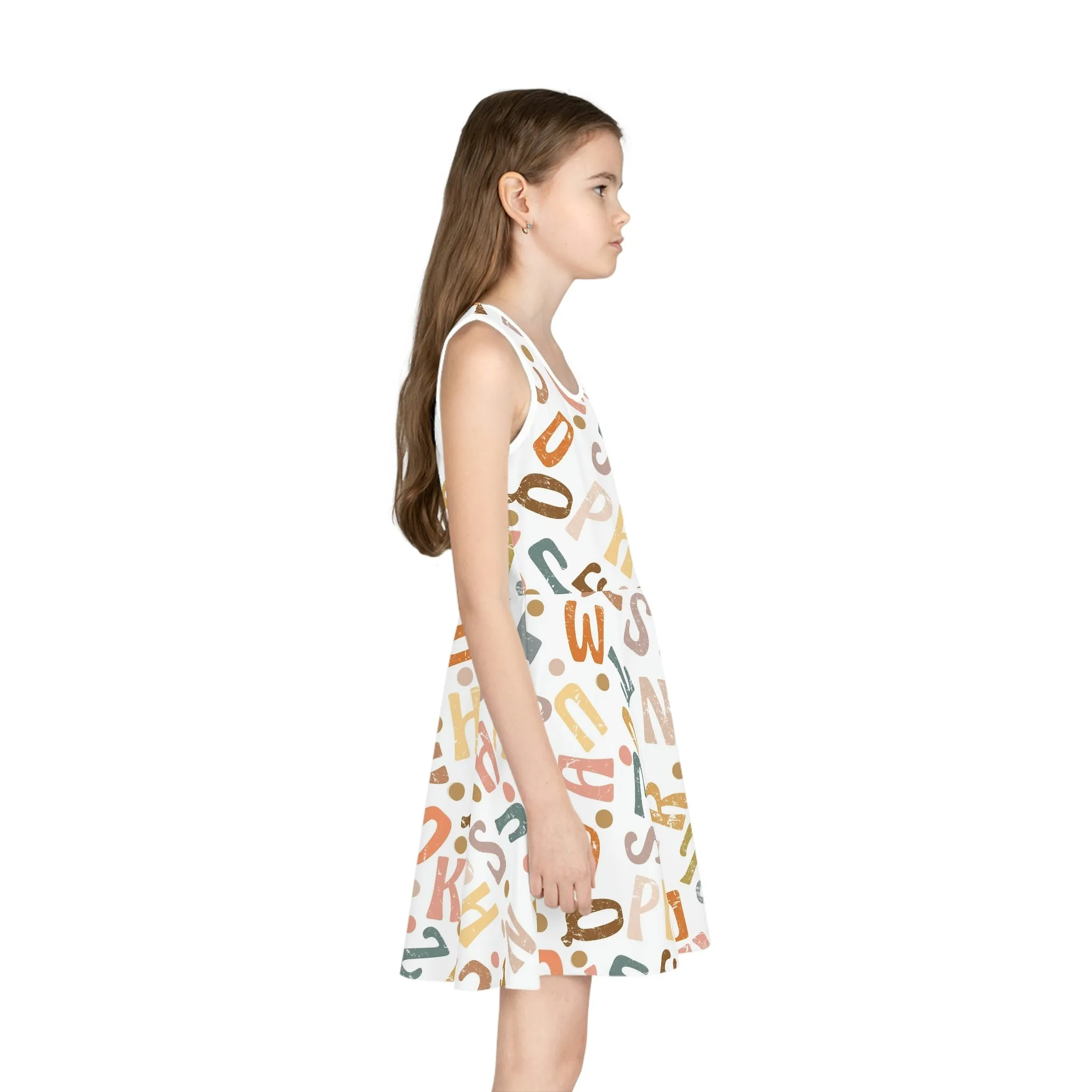 Boho Alphabet Girls' Sleeveless Sundress