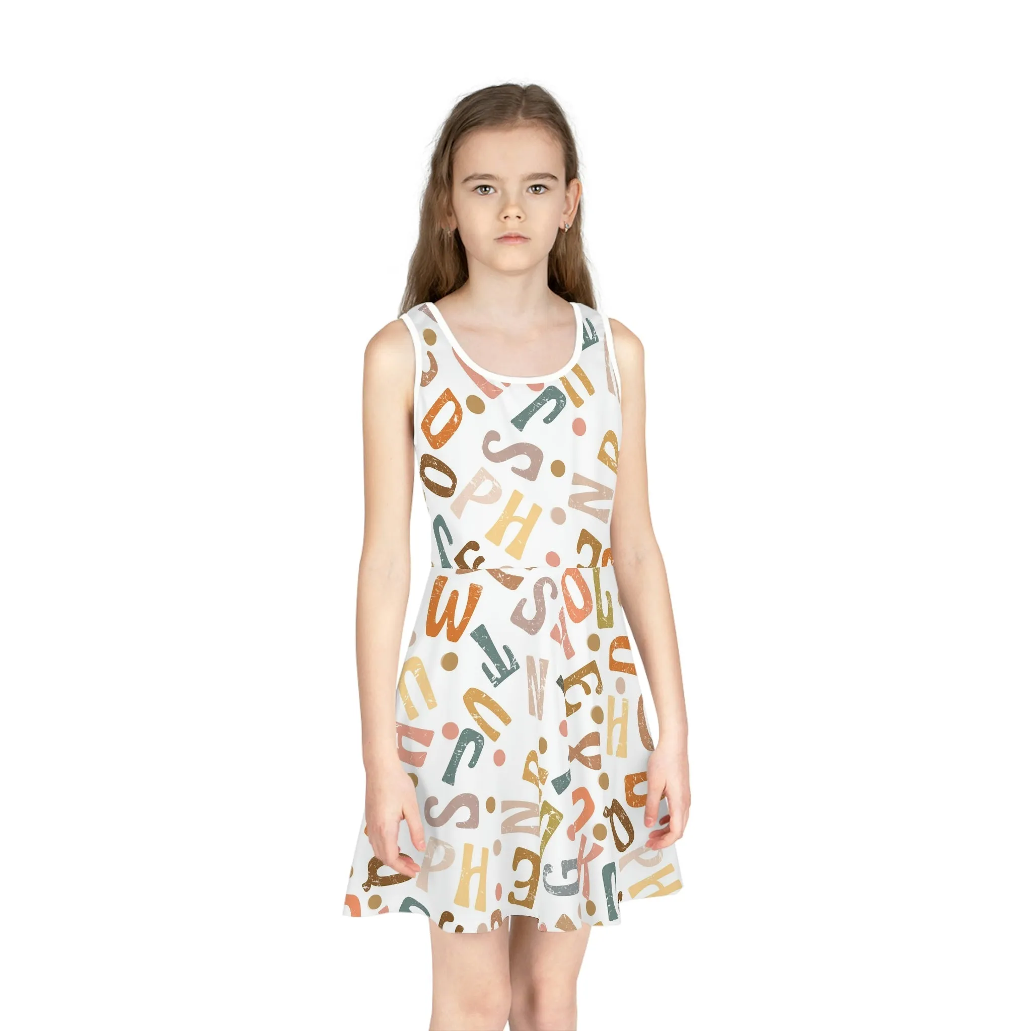 Boho Alphabet Girls' Sleeveless Sundress
