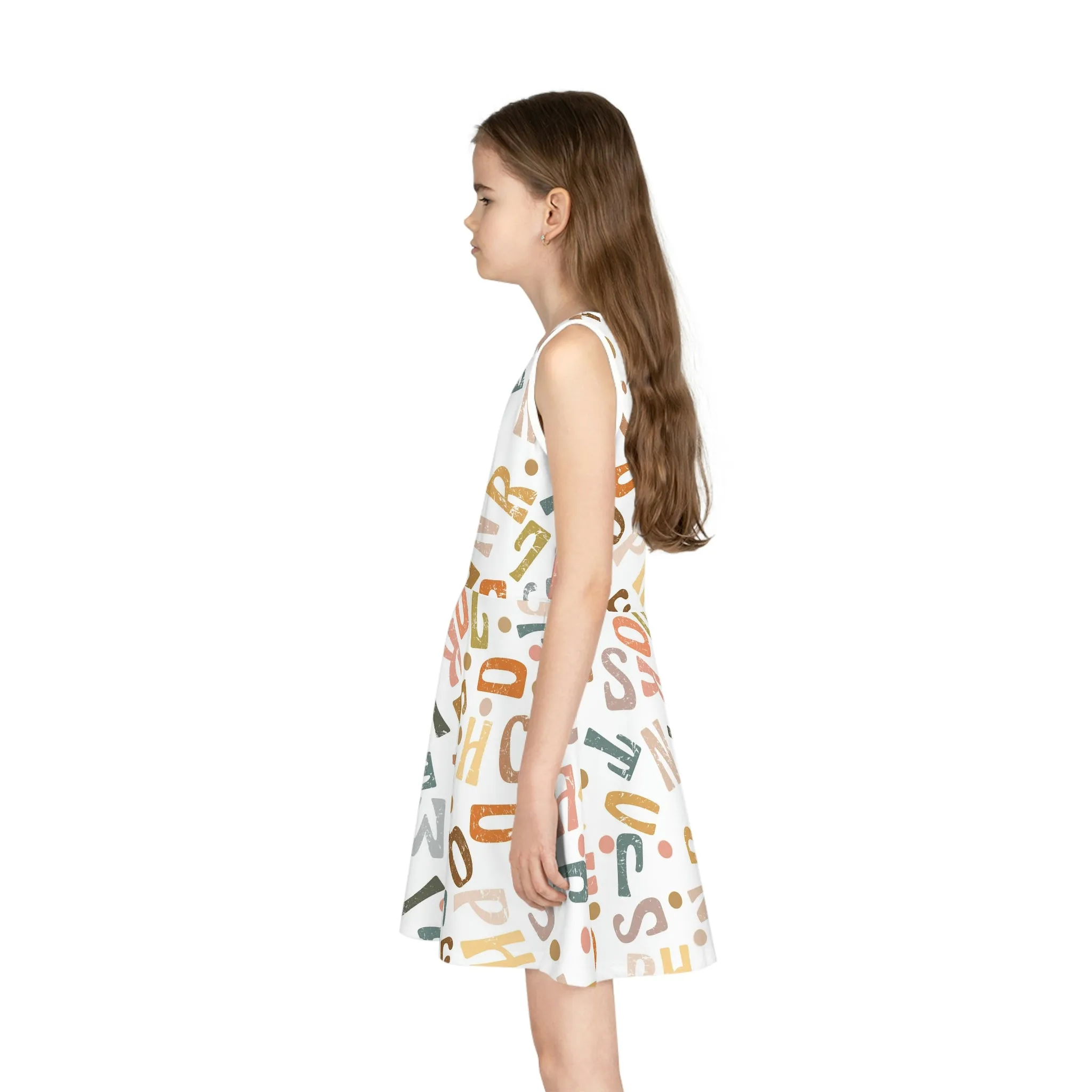 Boho Alphabet Girls' Sleeveless Sundress