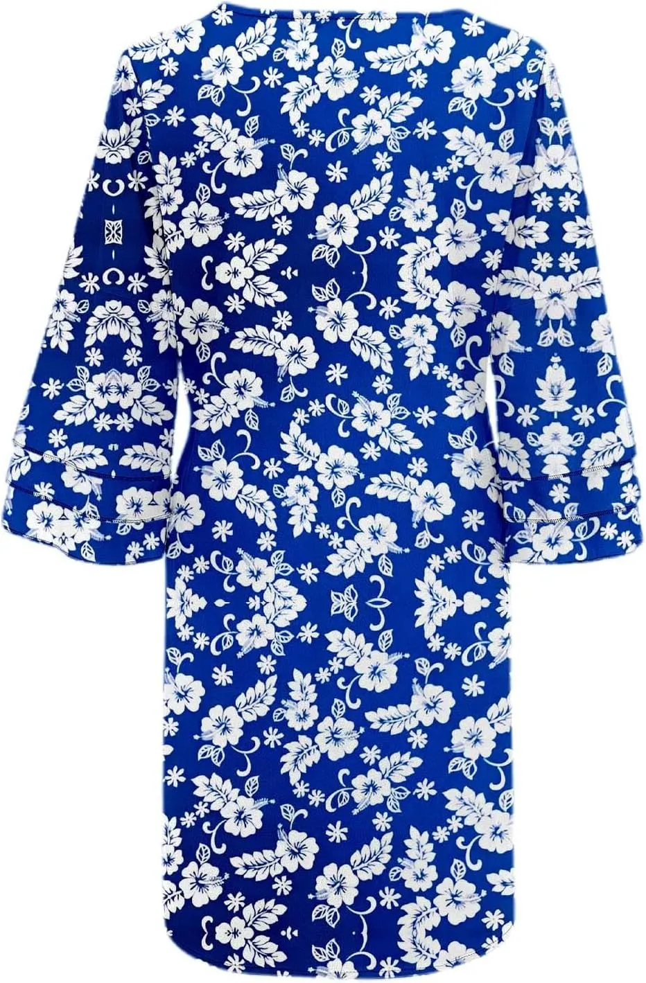 Boho Floral Mini Dress for Women | V Neck 3/4 Bell Sleeve Summer Dress, Flowy Loose Beach Dresses with Casual Chic Style