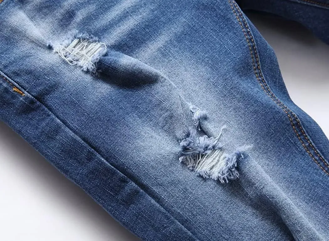 Boys Stylish Skinny Fit Stretchy Ripped Distressed Jeans Pants