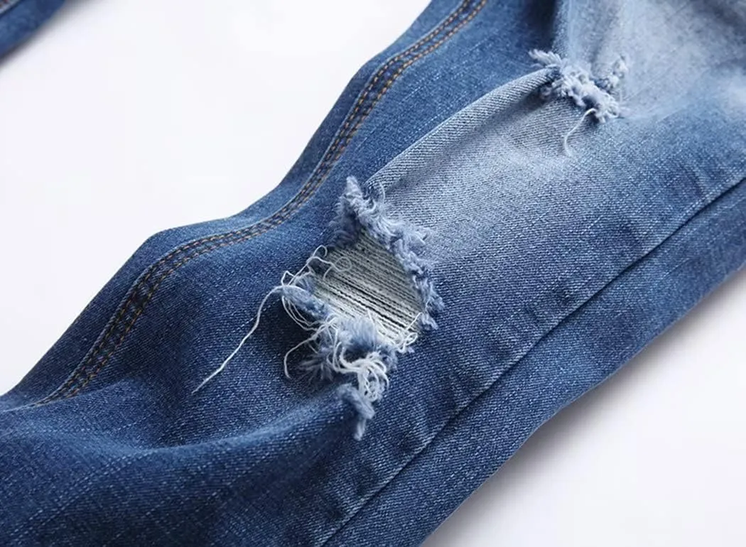 Boys Stylish Skinny Fit Stretchy Ripped Distressed Jeans Pants