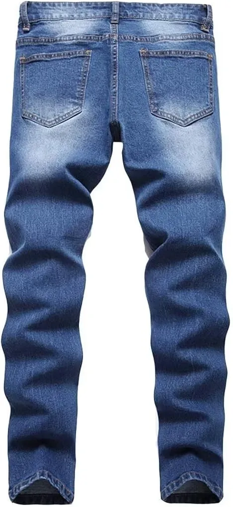 Boys Stylish Skinny Fit Stretchy Ripped Distressed Jeans Pants