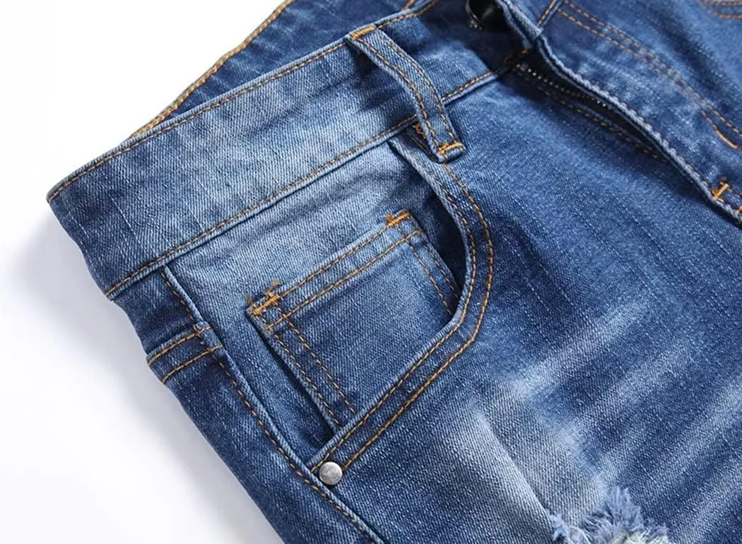 Boys Stylish Skinny Fit Stretchy Ripped Distressed Jeans Pants