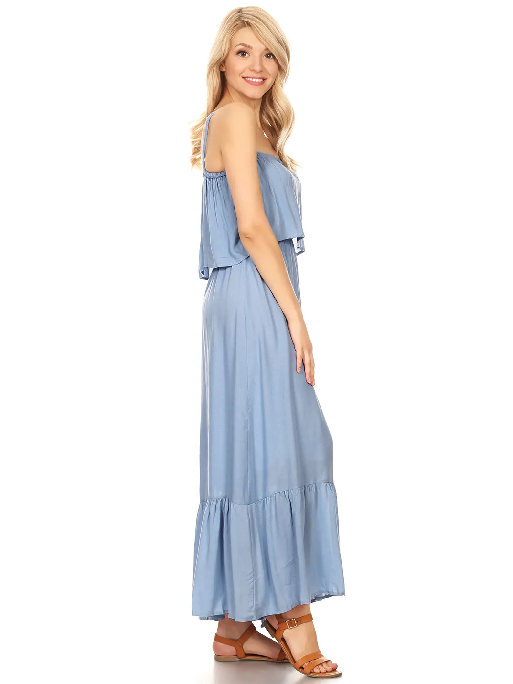 Casual Boho Spaghetti Strap Flowy Maxi Dress