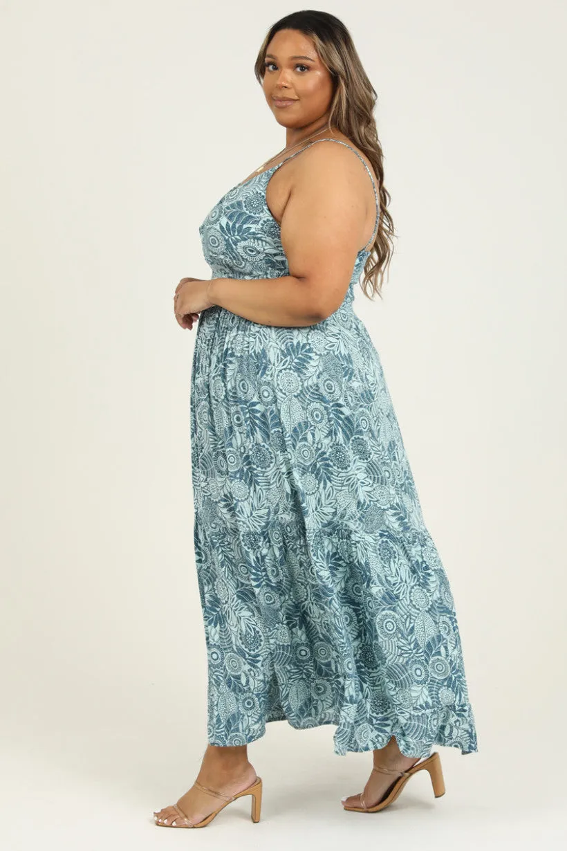 Curvy Blue Flowy Sundress