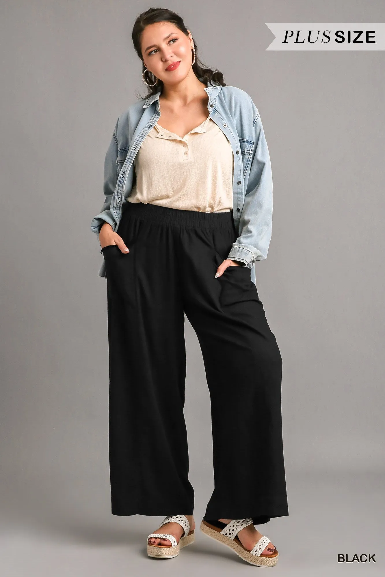 Double Pocket Linen Pant in Black