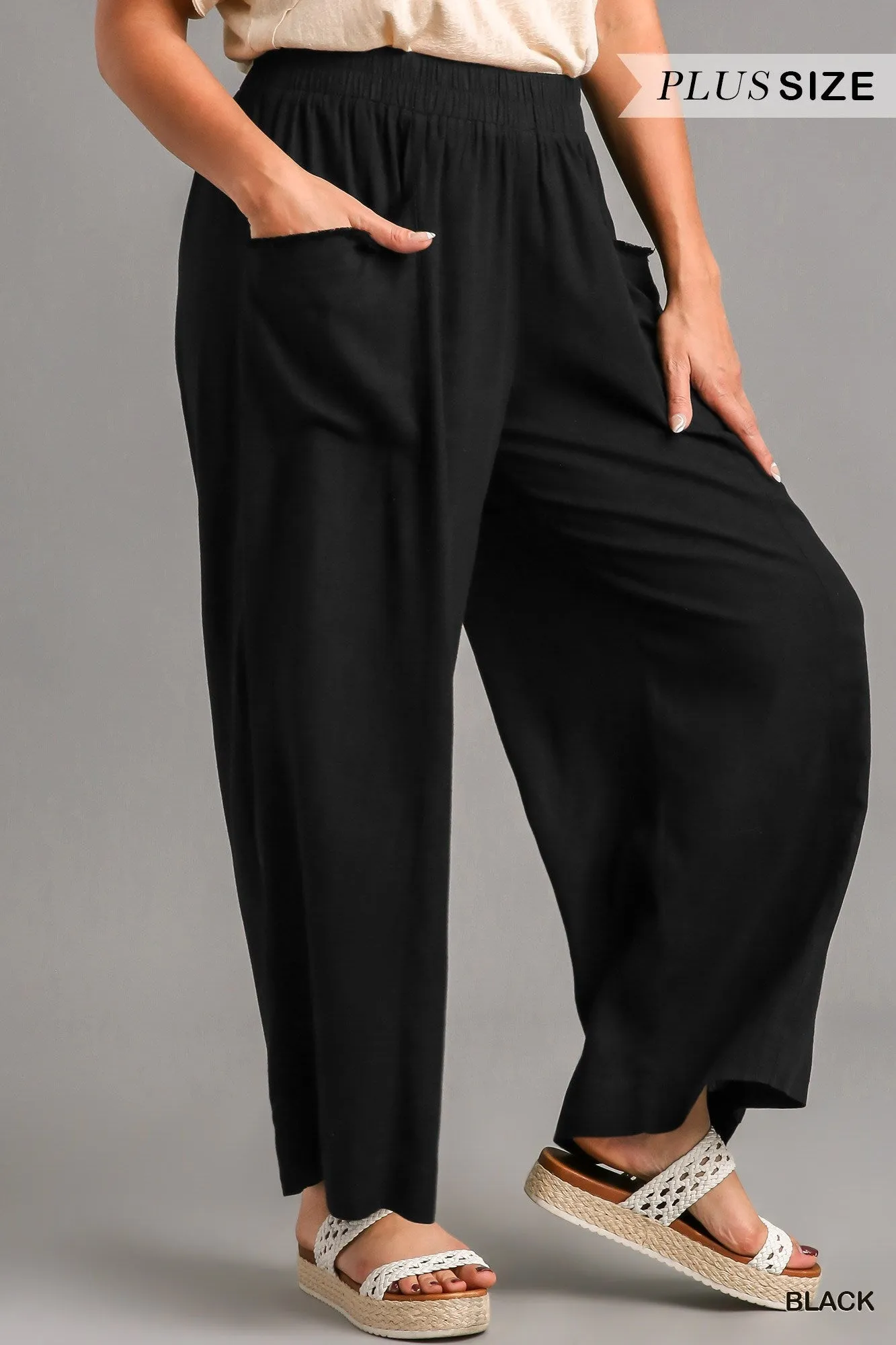 Double Pocket Linen Pant in Black