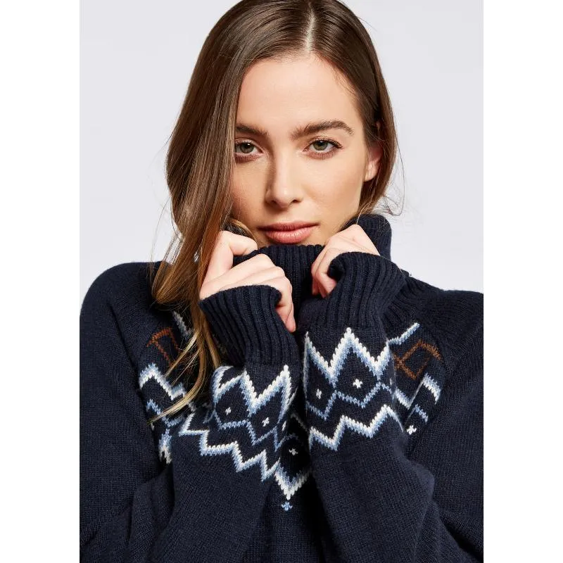 Dubarry Riverstown Ladies Fair Isle Polo Neck Jumper - Navy
