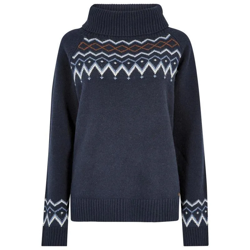 Dubarry Riverstown Ladies Fair Isle Polo Neck Jumper - Navy