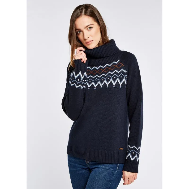 Dubarry Riverstown Ladies Fair Isle Polo Neck Jumper - Navy
