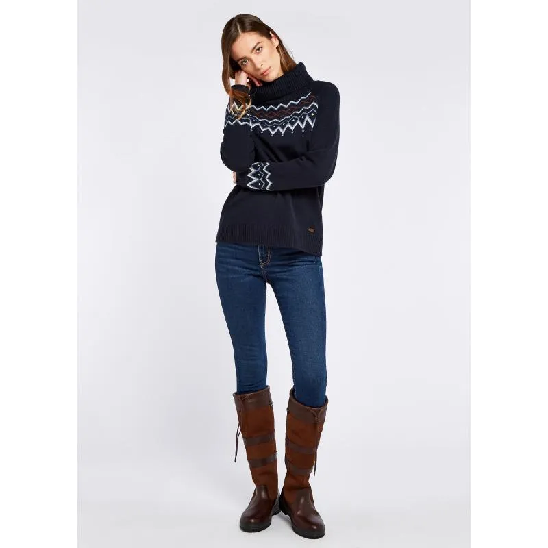 Dubarry Riverstown Ladies Fair Isle Polo Neck Jumper - Navy