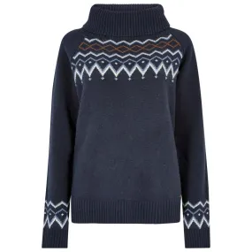 Dubarry Riverstown Ladies Fair Isle Polo Neck Jumper - Navy