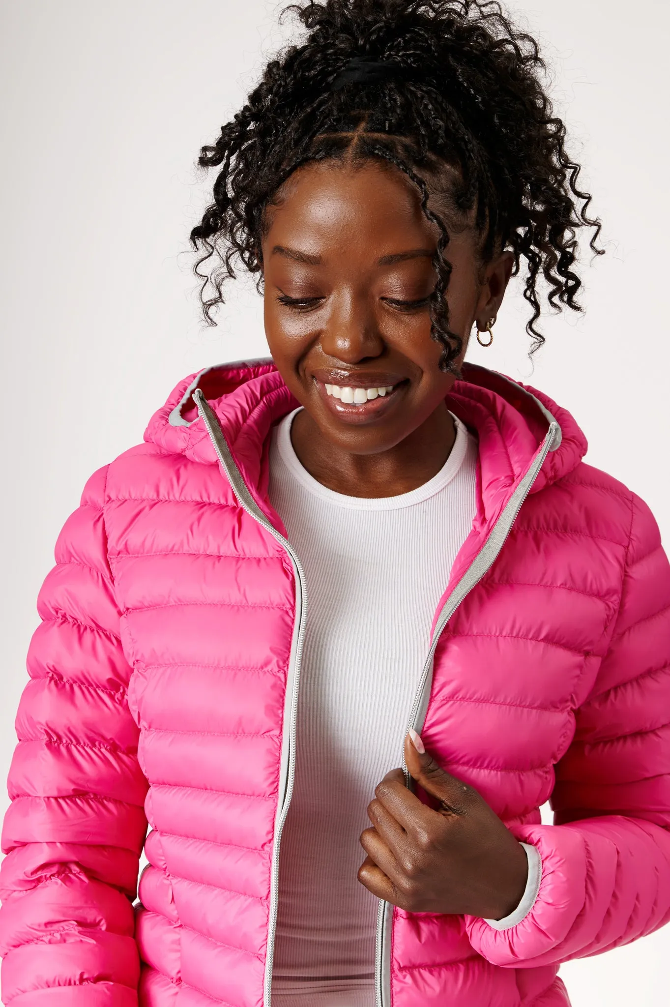 Elfy Vegan Down Short Jacket | Rose Pink
