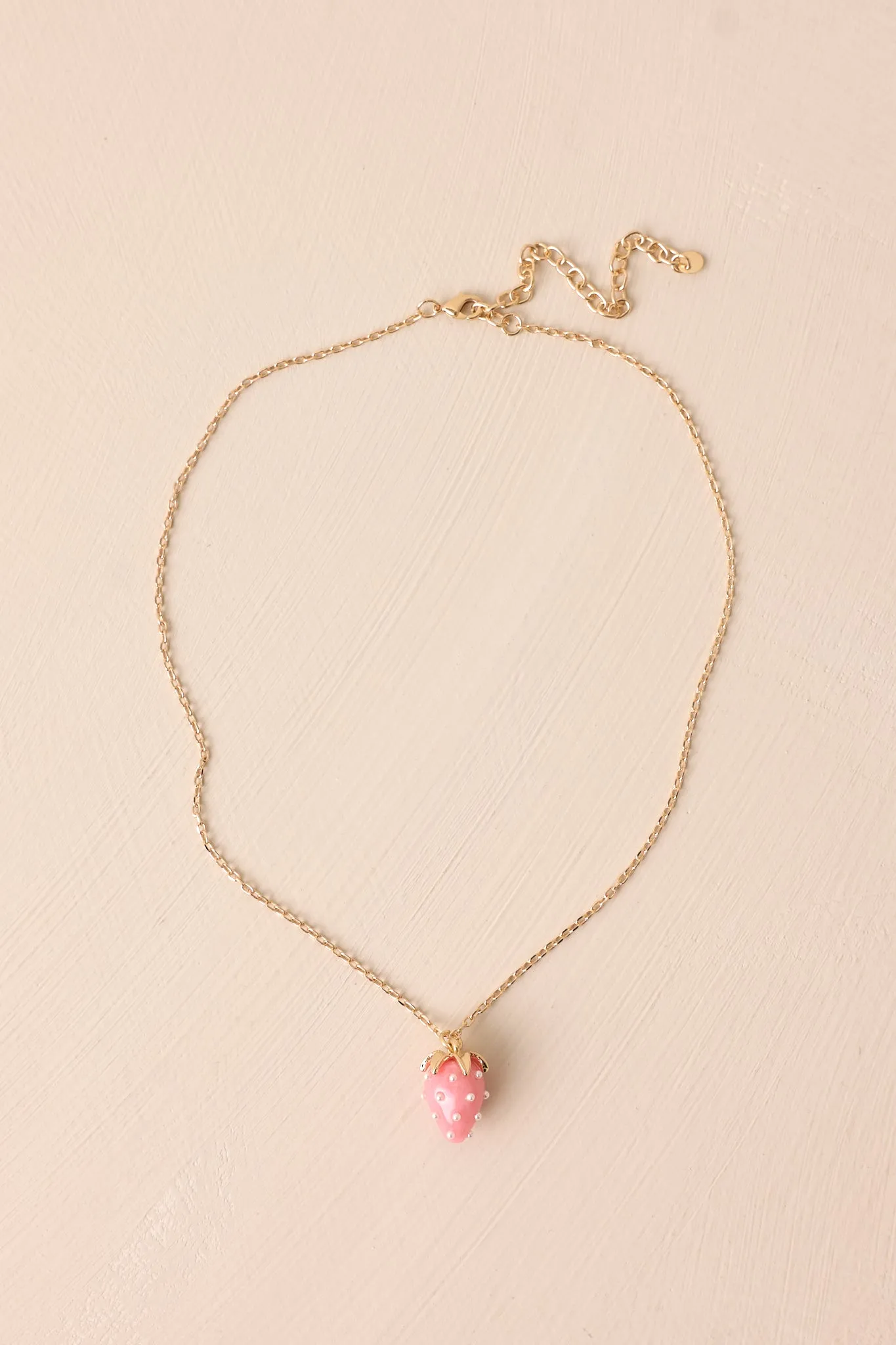 Farmers' Market Charm Pink Strawberry Necklace