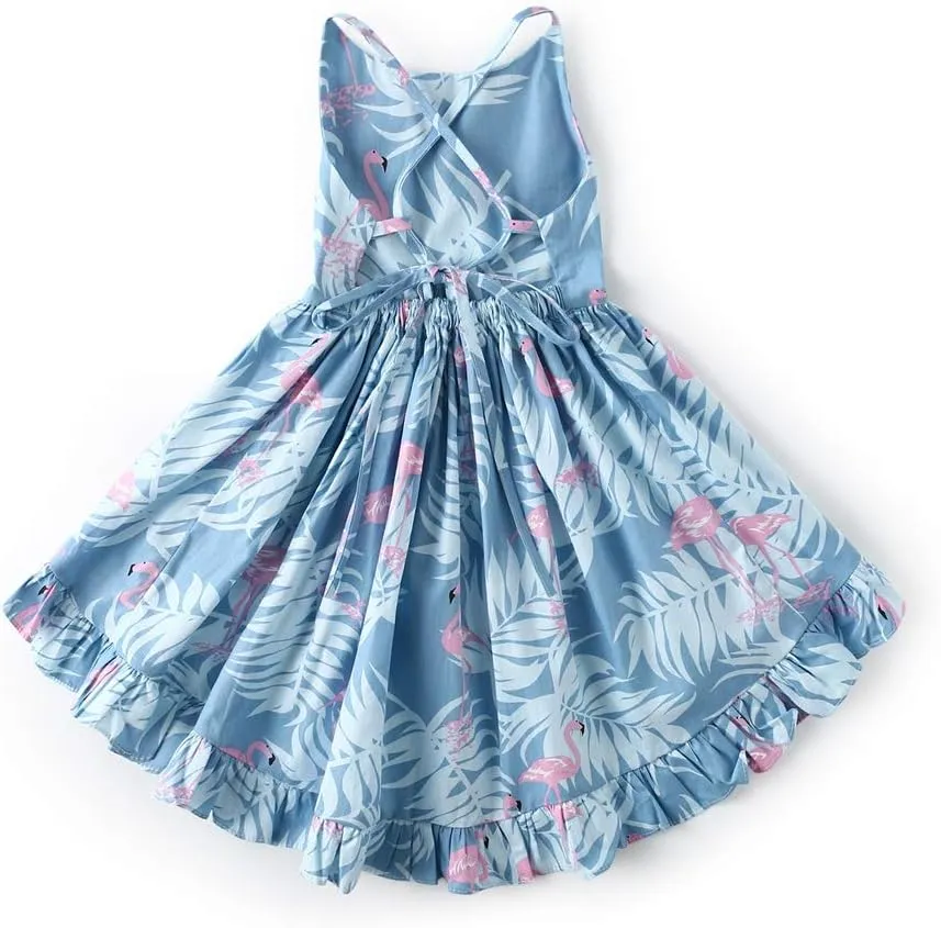 Girls' 2T-14 Casual Sundress Summer Autumn Clothes Cotton Floral Dress