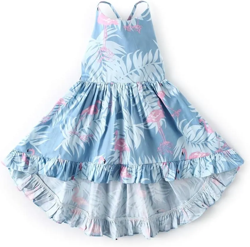 Girls' 2T-14 Casual Sundress Summer Autumn Clothes Cotton Floral Dress