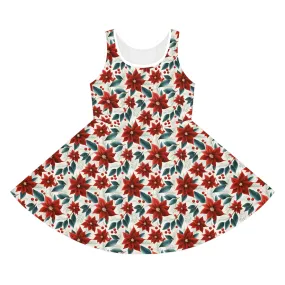 Girls' Sleeveless Sundress Red Poinsettia