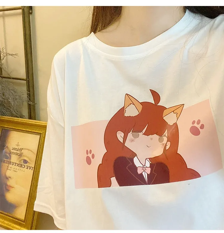 Kawaii Anime Printed Soft Girl T-shirt