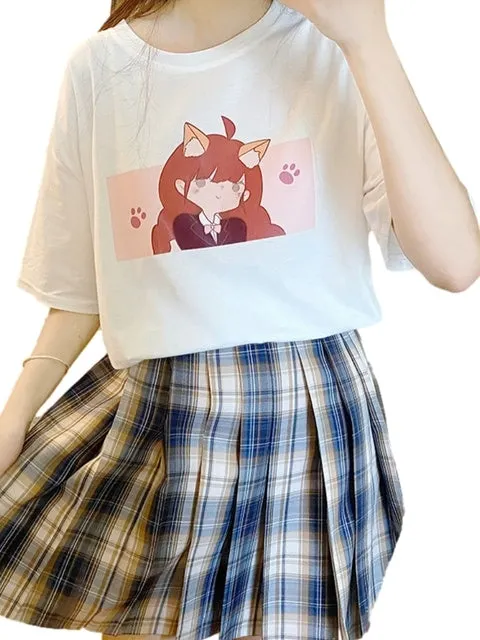 Kawaii Anime Printed Soft Girl T-shirt
