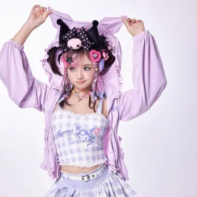 Kuromi Frill Hem Sun Protection Purple Hooded Jacket