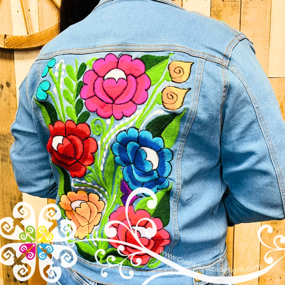 Light Blue Chiapas Embroidered Jean Jacket
