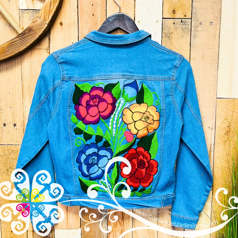 Light Blue Chiapas Embroidered Jean Jacket