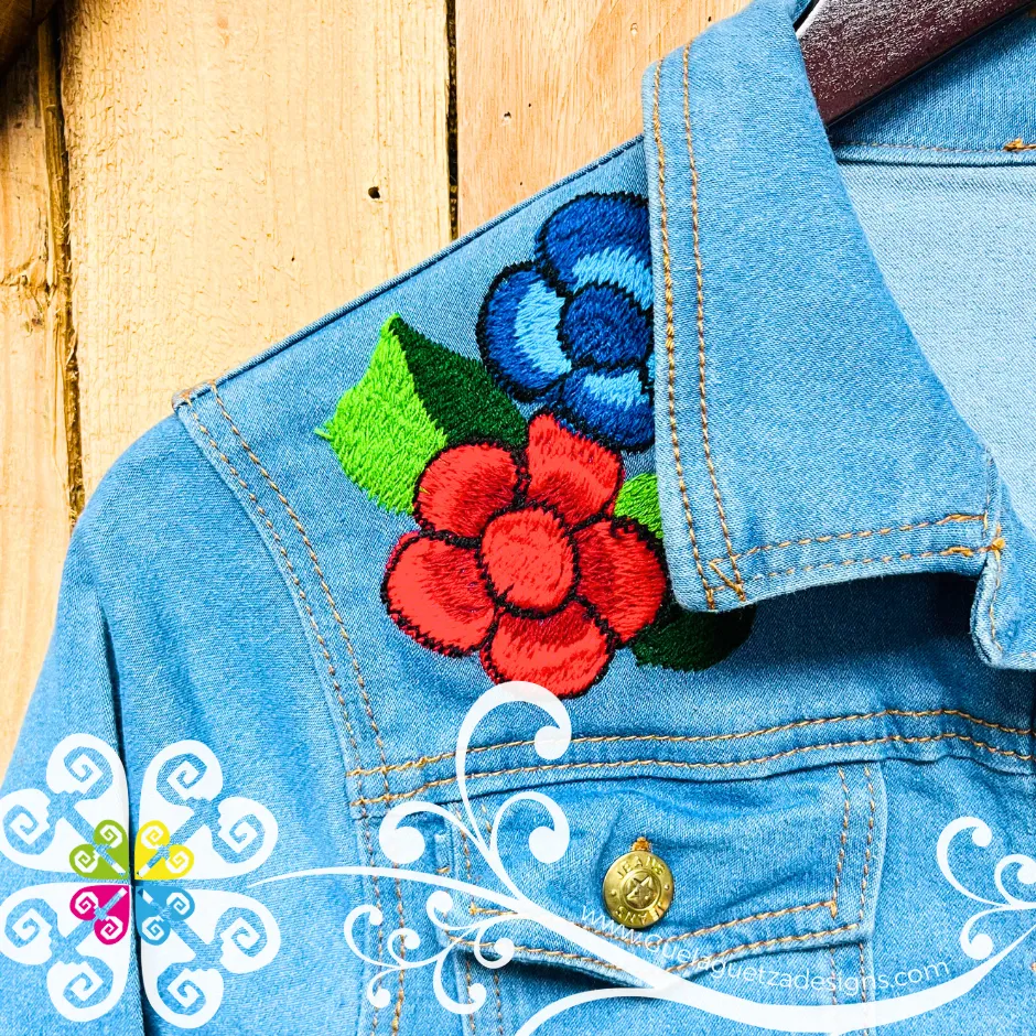 Light Blue Chiapas Embroidered Jean Jacket