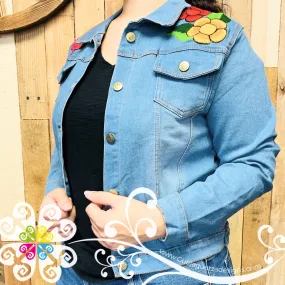 Light Blue Chiapas Embroidered Jean Jacket