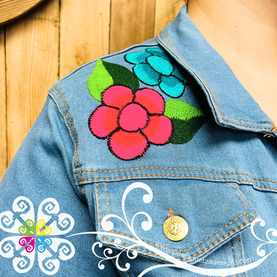 Light Blue Chiapas Embroidered Jean Jacket