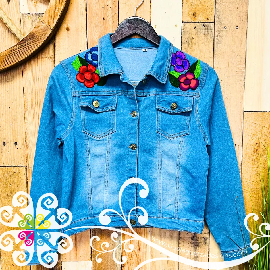 Light Blue Chiapas Embroidered Jean Jacket