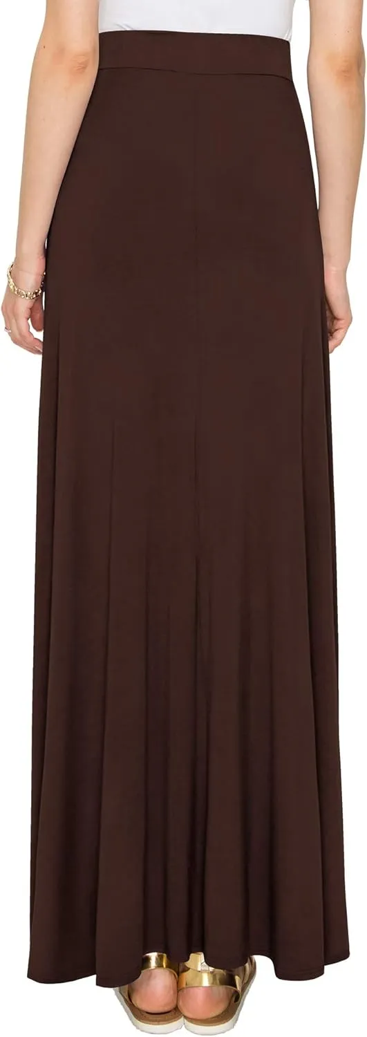 Lock and Love Women's Casual Comfy Stylish High Waist Flare Long Maxi Skirt – Available in Print & Solid Options