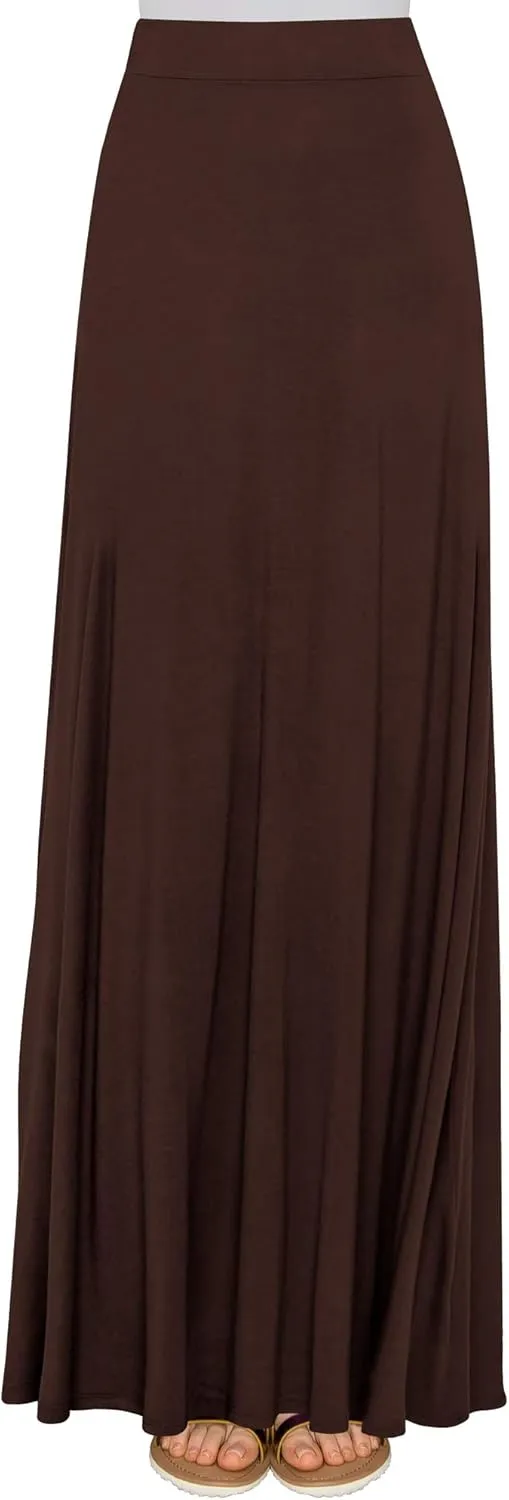 Lock and Love Women's Casual Comfy Stylish High Waist Flare Long Maxi Skirt – Available in Print & Solid Options