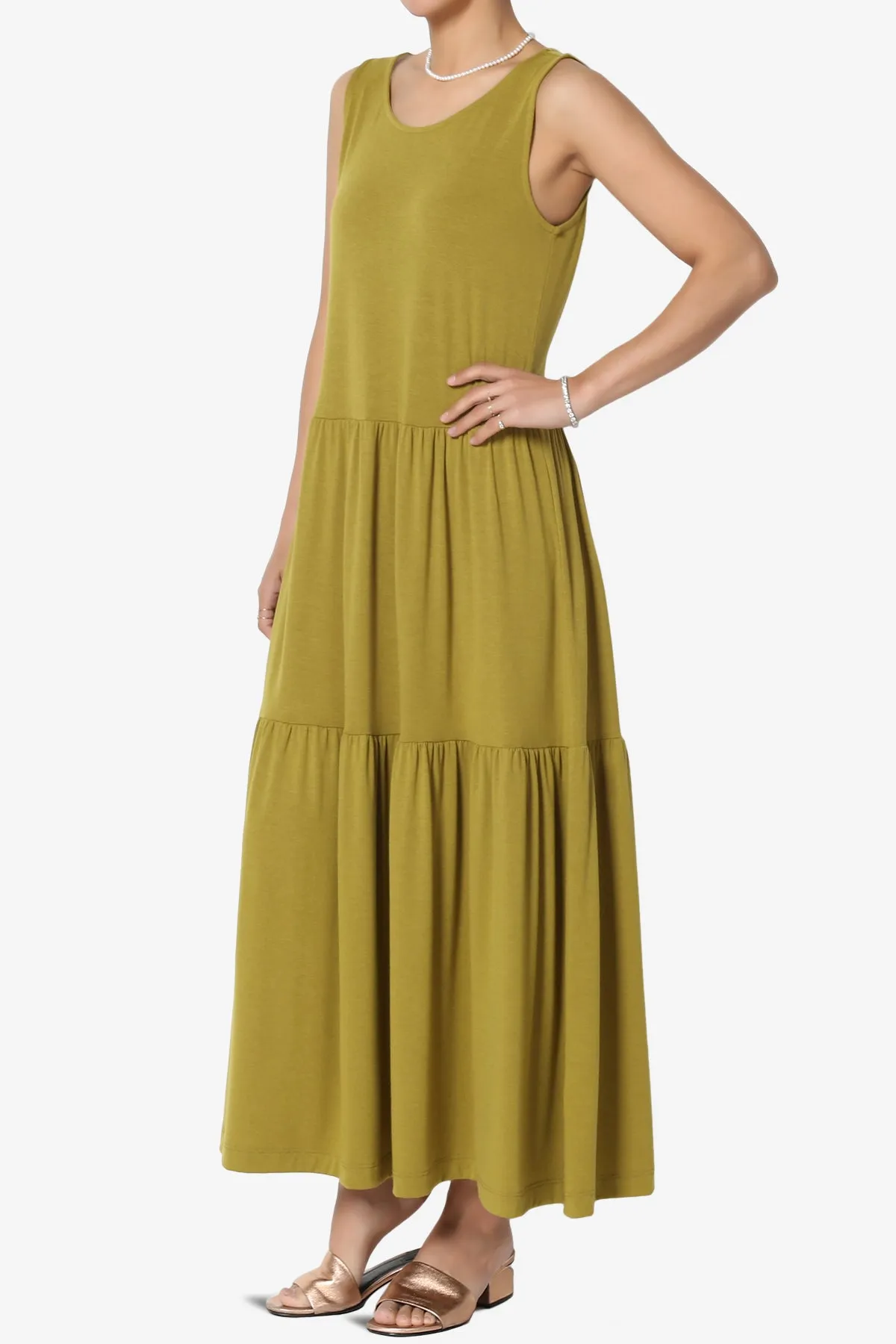 Macie Sleeveless Tiered Jersey Long Midi Dress