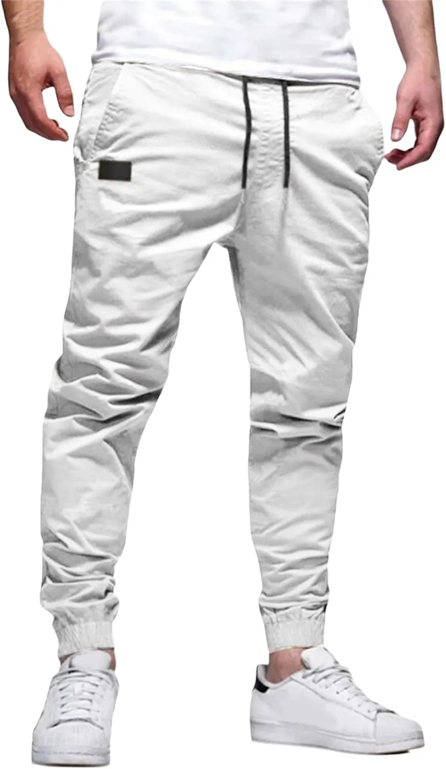Men's Cargo Joggers Pants Casual Elastic Waist Drawstring Stretch Relaxed Fit Work Pants Tapered Sweatpants