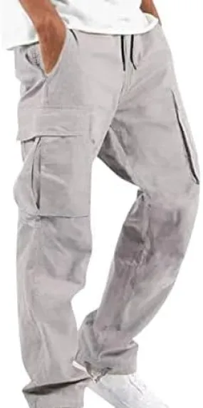 Men's Cargo Pants Casual Athletic Jogger Sports Outdoor Trousers Relaxed Fit Hiking Sweatpants with Multi Pockets