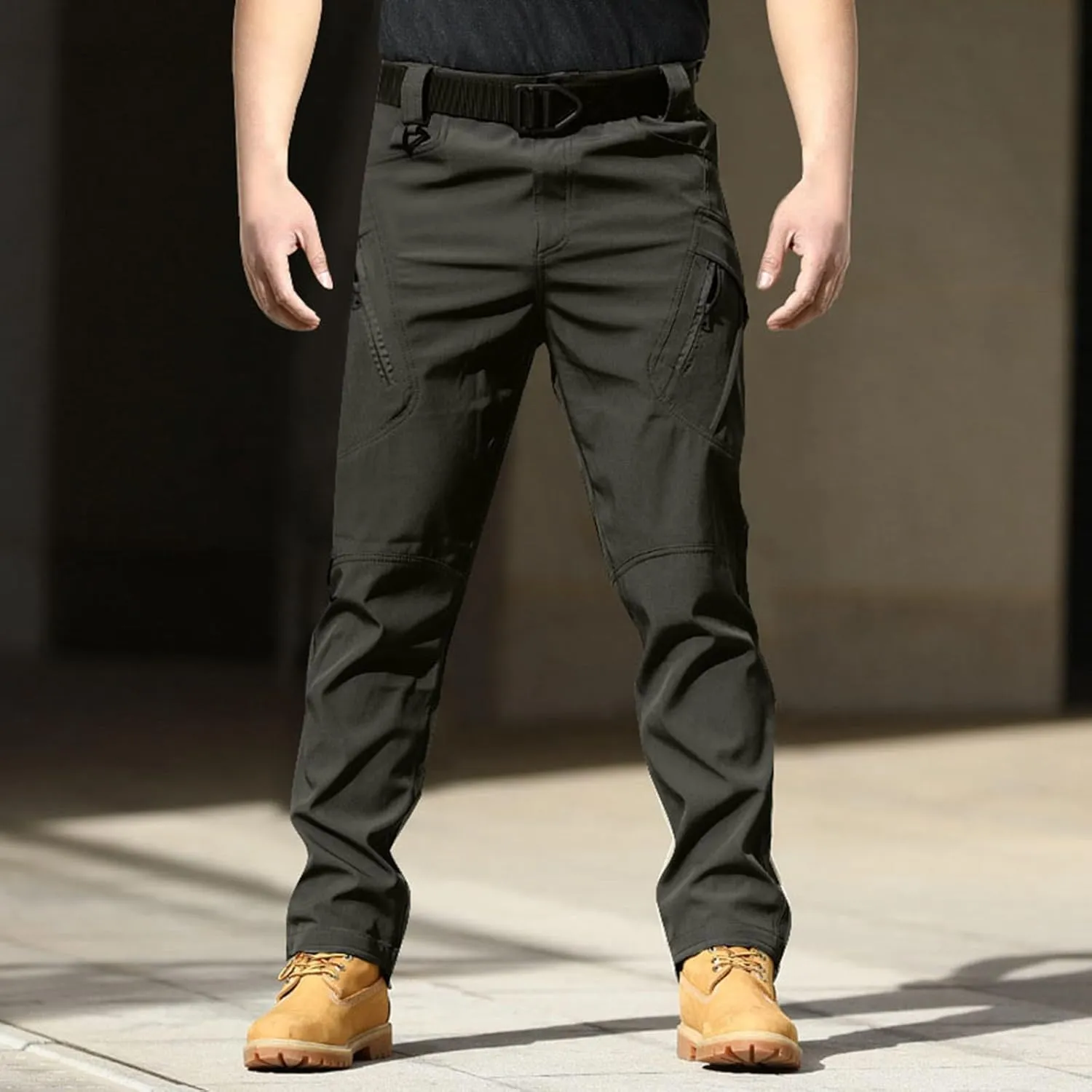 Men's Lightweight Cargo Pants Straight Leg Athletic Tactical Joggers Relaxed Fit Overalls Hiking Work Trousers
