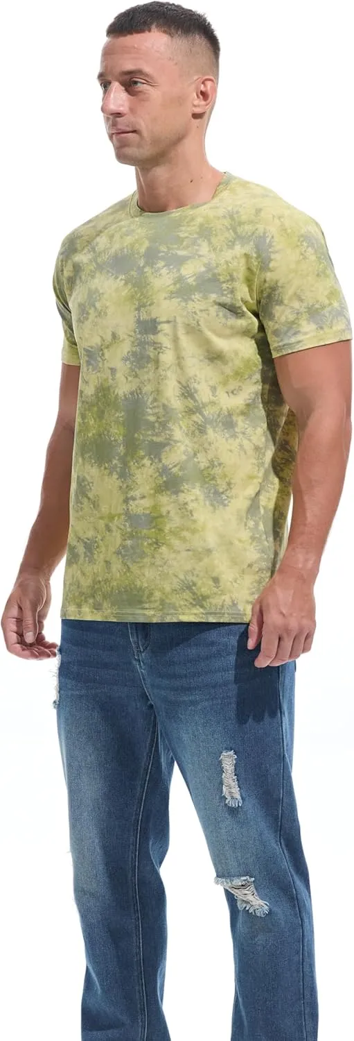 Men's Lightweight Crew Neck T Shirt - Fitted Elastic Tees Ultra Soft Print Tshirts
